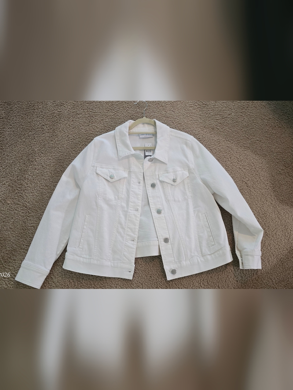 NWT Lane Bryant White Denim Jean Jacket - Classic Button-Front Size 14
